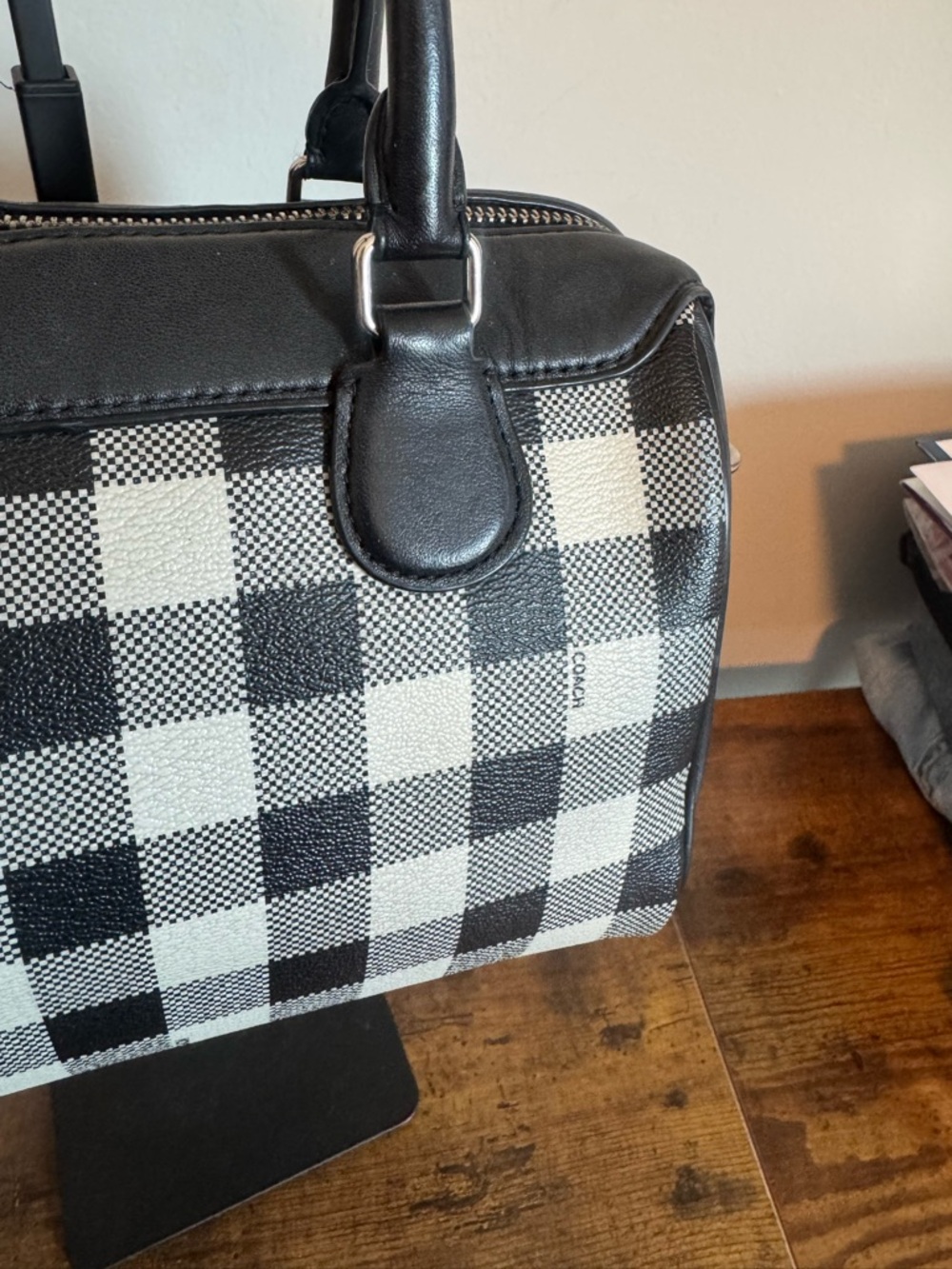 Coach Rowan Satchel in Buffalo Plaid (Gingham) Print. - Picture 10 of 14